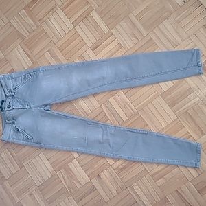 Dex Denim Jeans 25 Grey Skinny Distressed Moto